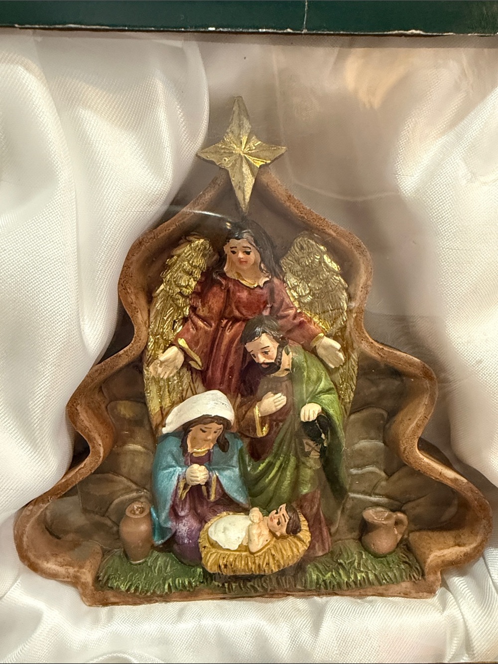 Hand-Painted Nativity scene with Gold Accents - Brown/Gold